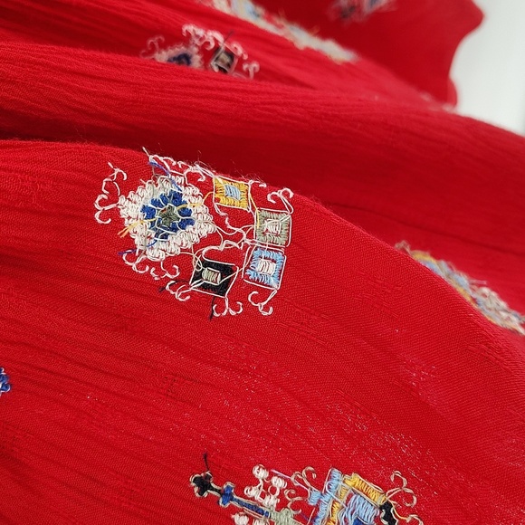 Free People Red Arianna Embroidered Tunic Mini Dress Size Medium - Picture 5 of 10